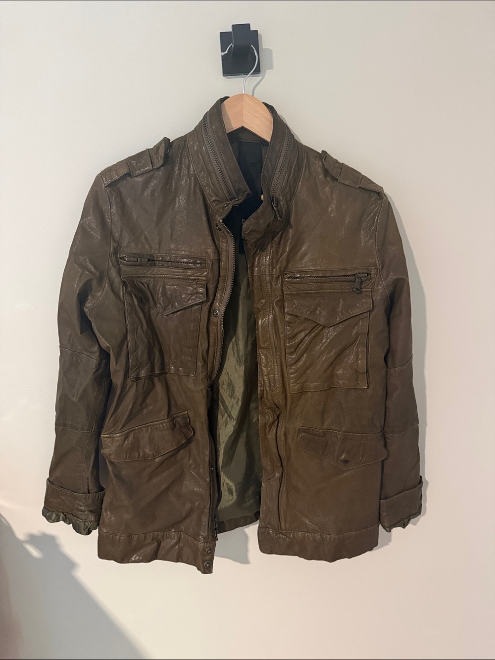 Joe's Jeans Olive Brown Leather Field Jacket